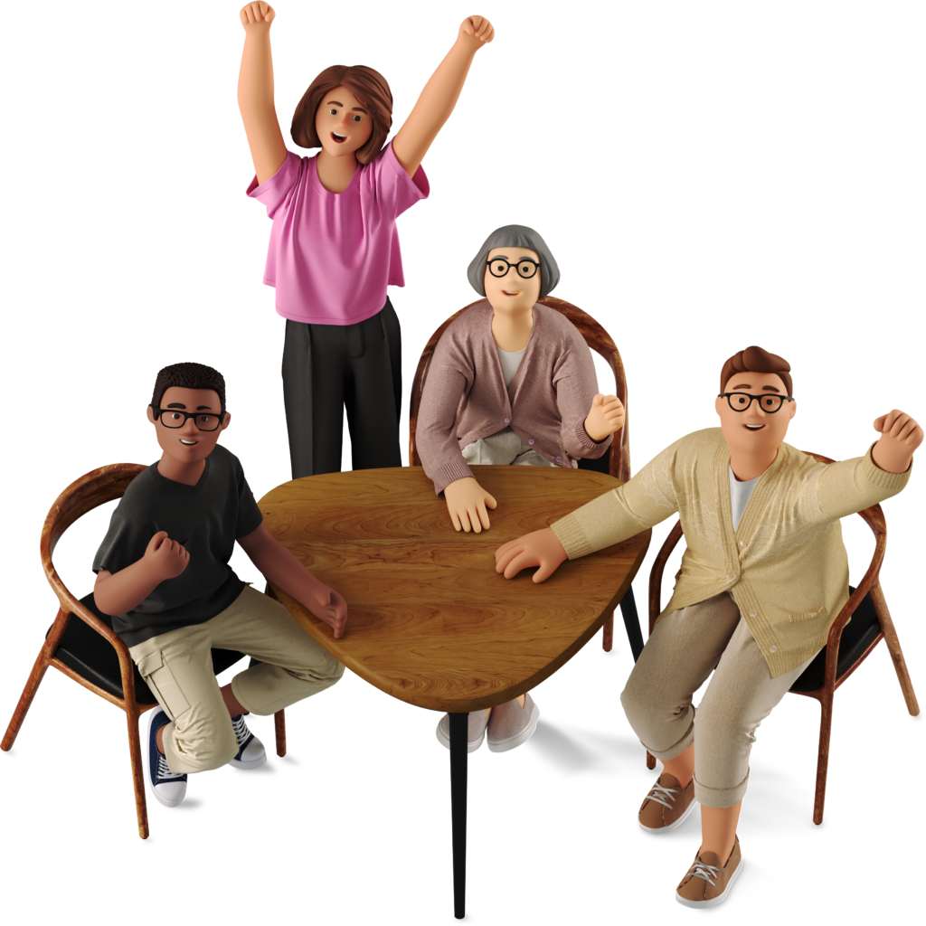 3d business four happy colleagues 1