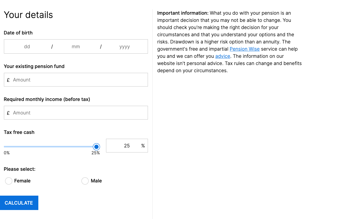 Hargreaves Landsdown Pension Drawdown Calculator