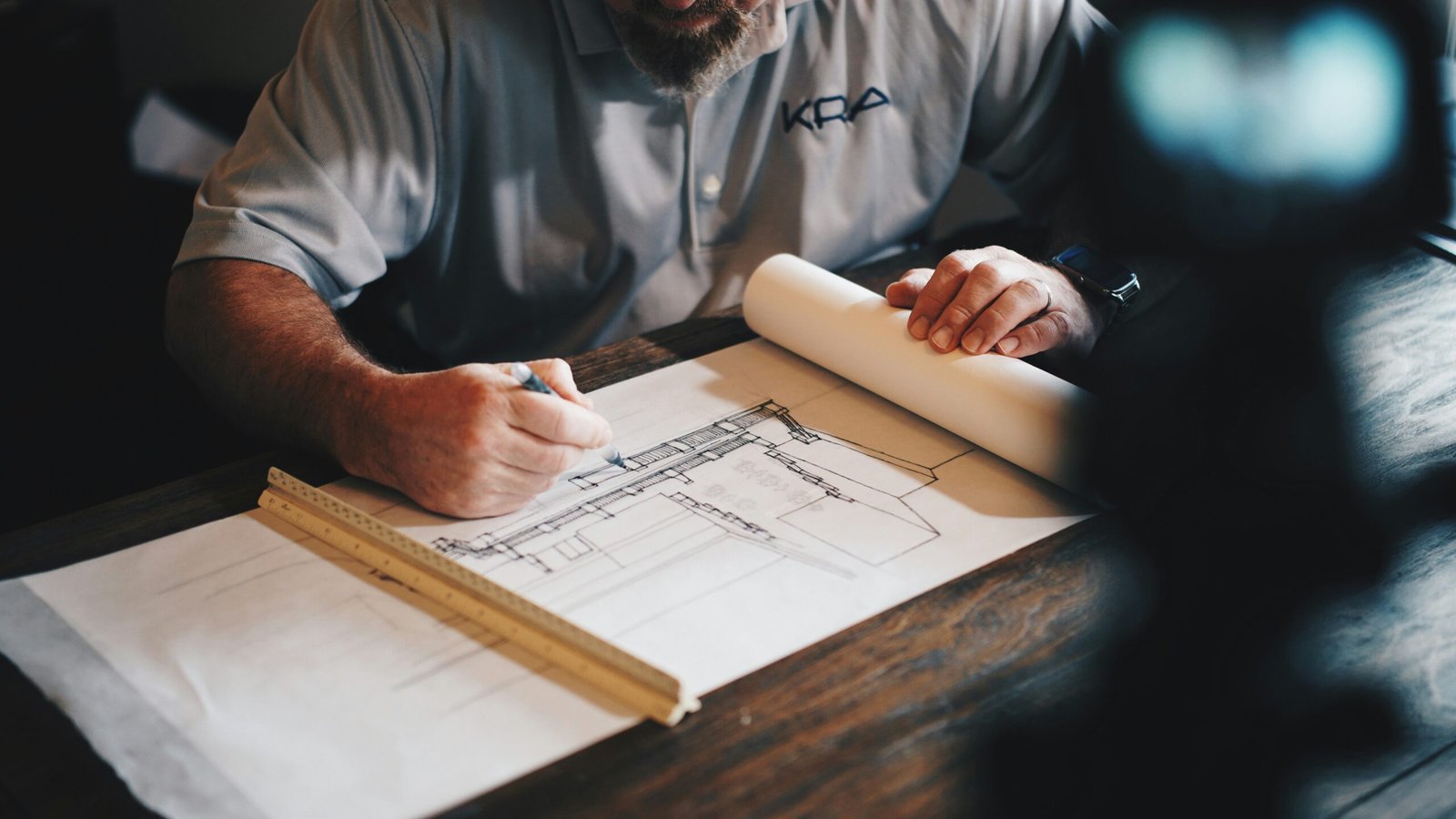 Man doing calculations at his desk showing pension calculations